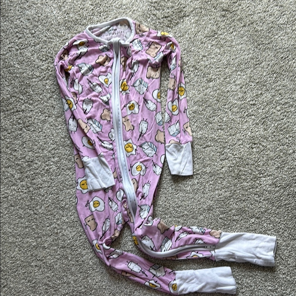 Little Sleepies Pink Breakfast Print Footie